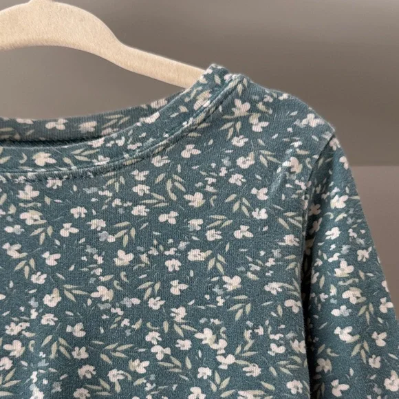 Old Navy Girls' Long-Sleeve Floral Tee - Teal & White - Picture 2 of 3